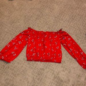 Red floral crop top
